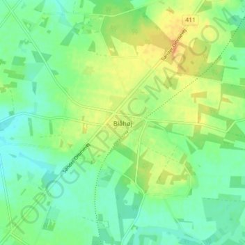 Topografisk kort Blåhøj, højde, terræn