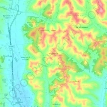 Topografisk kort Cappelletta, højde, terræn