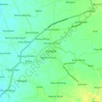 Topografisk kort Barabai, højde, terræn