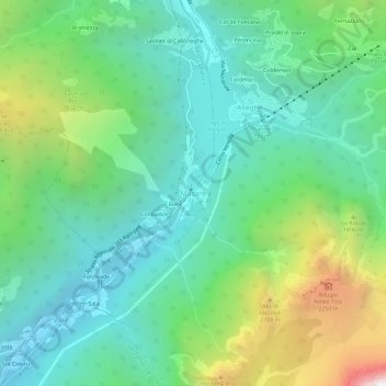Topografisk kort Masarè, højde, terræn