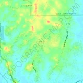 Topografisk kort Tapis, højde, terræn