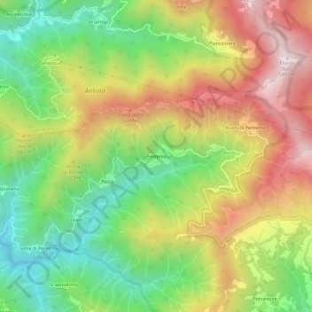 Topografisk kort Pentema, højde, terræn