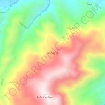 Topografisk kort Bahagia, højde, terræn