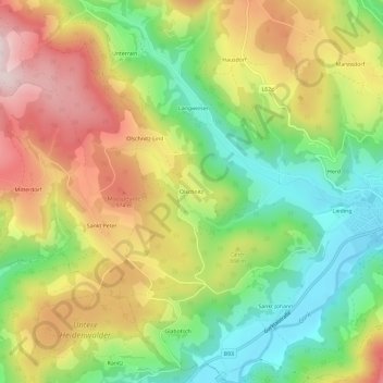 Topografisk kort Olschnitz, højde, terræn