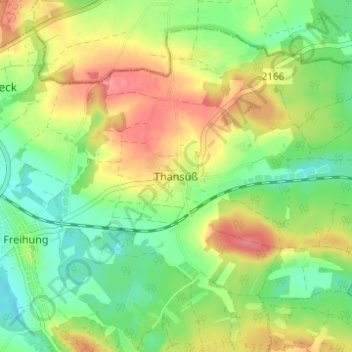 Topografisk kort Thansüß, højde, terræn