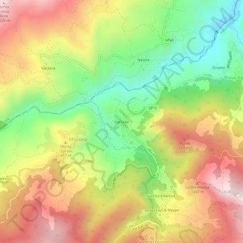 Topografisk kort Cecciola, højde, terræn