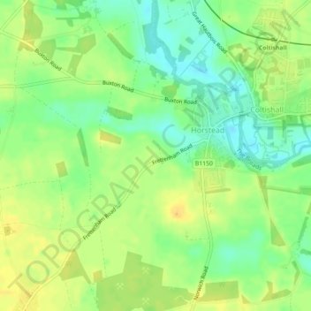 Topografisk kort Horstead, højde, terræn