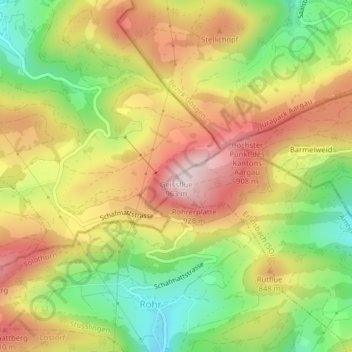 Topografisk kort Geissflue, højde, terræn