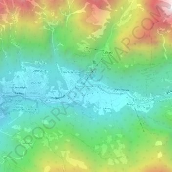 Topografisk kort Borgonuovo, højde, terræn