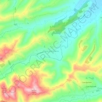Topografisk kort Pieve Cusignano, højde, terræn