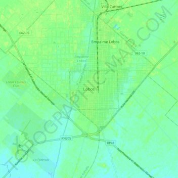 Topografisk kort Lobos, højde, terræn
