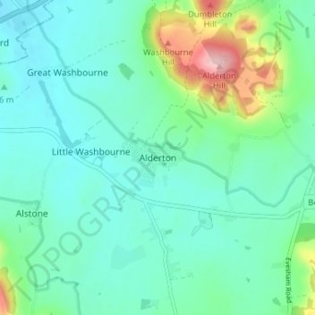 Topografisk kort Alderton, højde, terræn