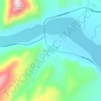 Topografisk kort Bardas Blancas, højde, terræn