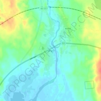 Topografisk kort Sangis, højde, terræn