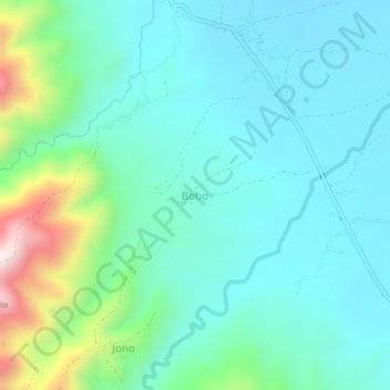 Topografisk kort Bobo, højde, terræn