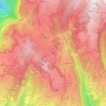 Topografisk kort Vaona, højde, terræn