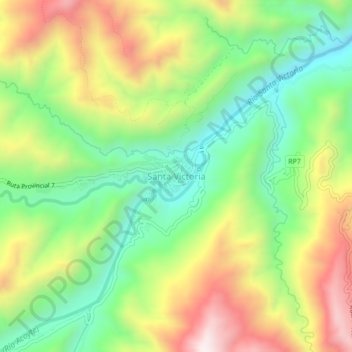 Topografisk kort Santa Victoria, højde, terræn