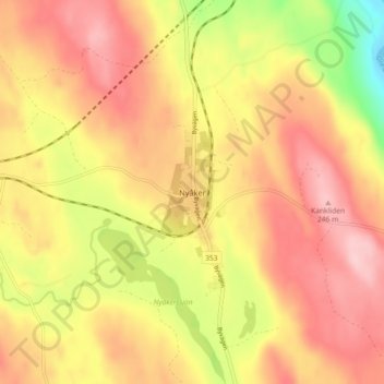 Topografisk kort Nyåker, højde, terræn