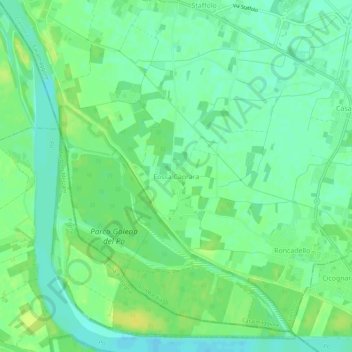 Topografisk kort Fossa Caprara, højde, terræn