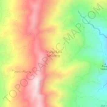 Topografisk kort Toyasa Batu Limbong, højde, terræn