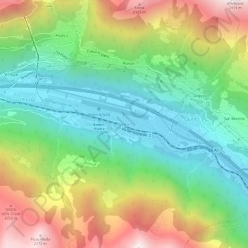Topografisk kort Ambrì, højde, terræn