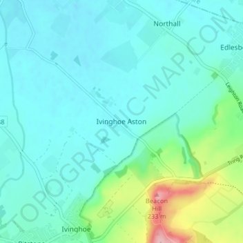 Topografisk kort Ivinghoe Aston, højde, terræn