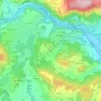 Topografisk kort Hart, højde, terræn