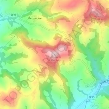 Topografisk kort Monte S. Onofrio, højde, terræn