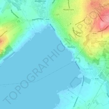 Topografisk kort Hafrsfjord, højde, terræn
