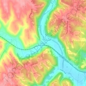 Topografisk kort Guilford, højde, terræn