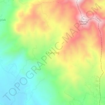 Topografisk kort Cikurutug, højde, terræn