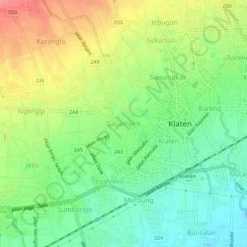 Topografisk kort Gayamprit, højde, terræn