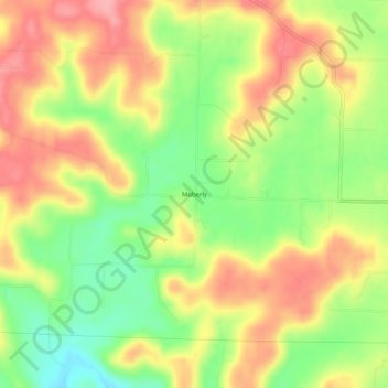 Topografisk kort Moberly, højde, terræn
