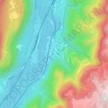 Topografisk kort Peri, højde, terræn