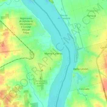 Topografisk kort Monte Caseros, højde, terræn