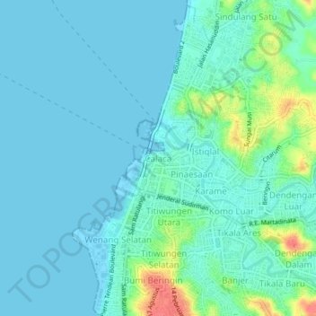 Topografisk kort Calaca, højde, terræn