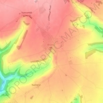 Topografisk kort Seven Wells, højde, terræn