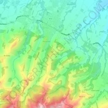 Topografisk kort Montericco, højde, terræn