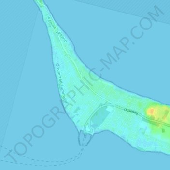 Topografisk kort Yderby Lyng, højde, terræn
