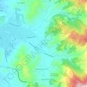 Topografisk kort Staggiano, højde, terræn