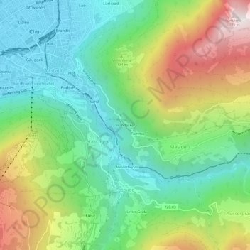 Topografisk kort Brandacker, højde, terræn