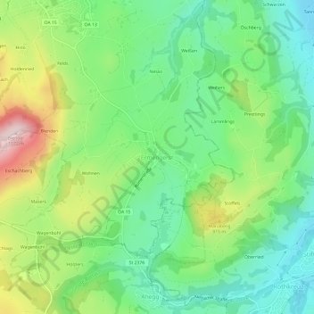 Topografisk kort Ermengerst, højde, terræn