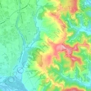 Topografisk kort Collalto, højde, terræn