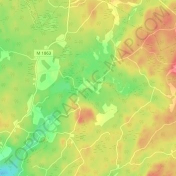 Topografisk kort Guvarp, højde, terræn
