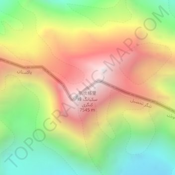 Topografisk kort Skyang Kangri 斯坎格里峰, højde, terræn