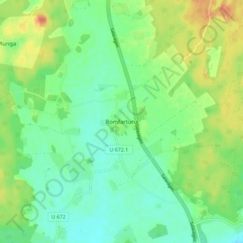 Topografisk kort Romfartuna, højde, terræn