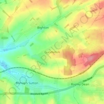Topografisk kort Gundleton, højde, terræn