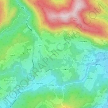 Topografisk kort Hart, højde, terræn