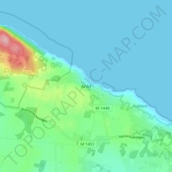 Topografisk kort Arild, højde, terræn