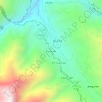 Topografisk kort Caraguata, højde, terræn